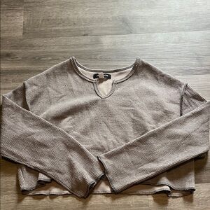 Urban Outfitters Gray Ribbed Long Sleeve Top